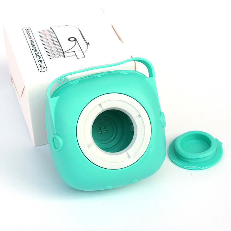 Bark Bliss dog grooming brush with built-in shampoo compartment for convenient and mess-free bathing.