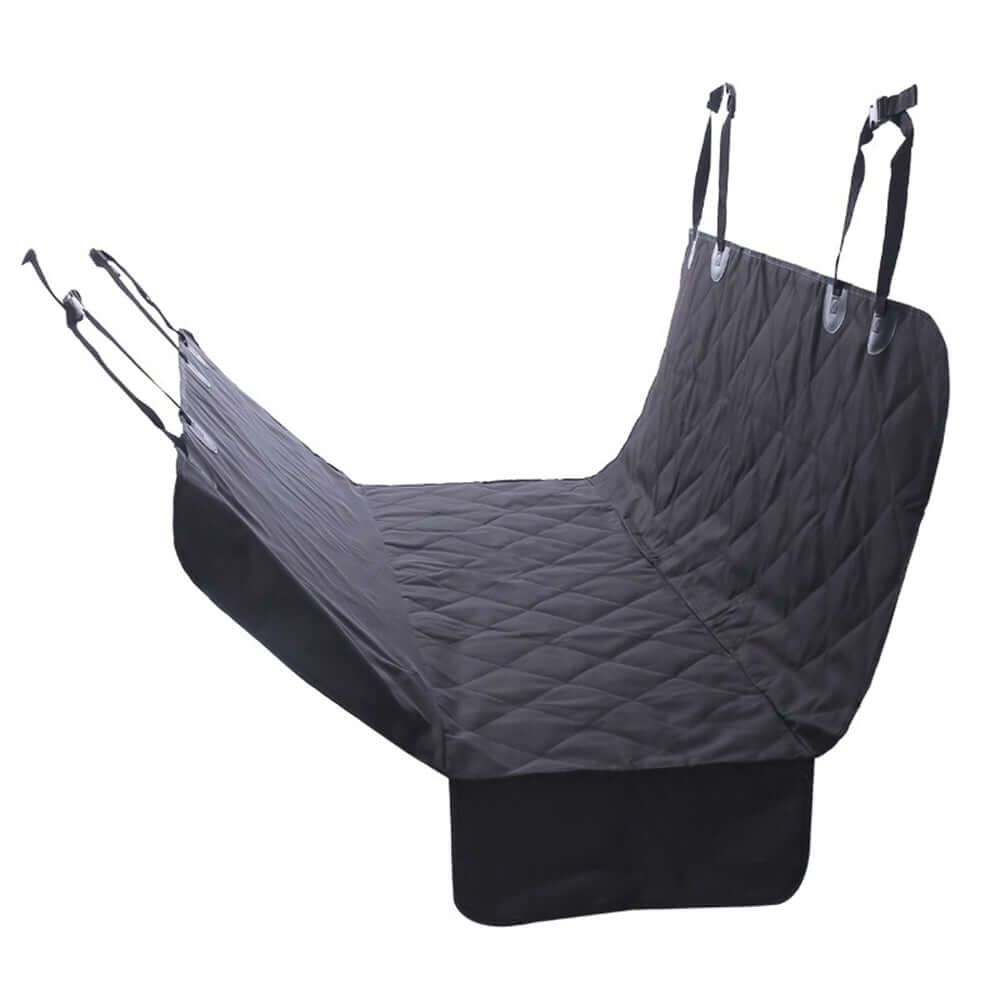 Dimensions chart for Bark Bliss hammock-style seat cover, showing compatibility with most standard vehicles and SUVs.