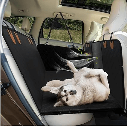 Essential pet travel gear from Bark Bliss – including dog car seat covers, portable grooming brushes, and travel-friendly pet accessories for safe and comfortable trips.